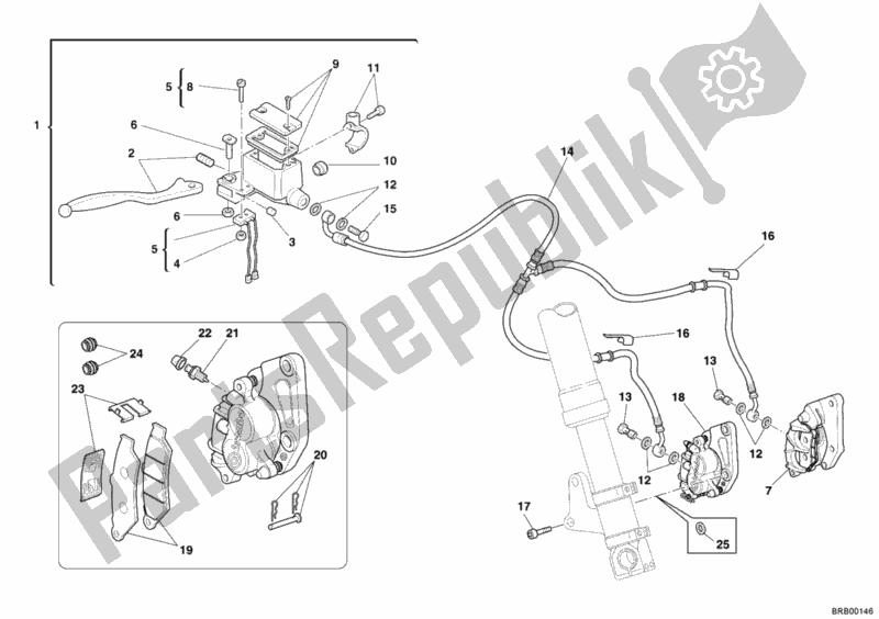 Toutes les pièces pour le Système De Freinage Avant du Ducati Monster S2R 800 Dark 2006